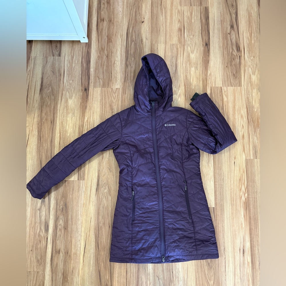 Columbia Women's Omni Heat Long Purple Hooded Winter Coat